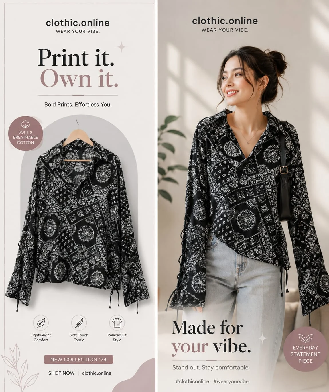 Midnight Bandana Print Relaxed Top