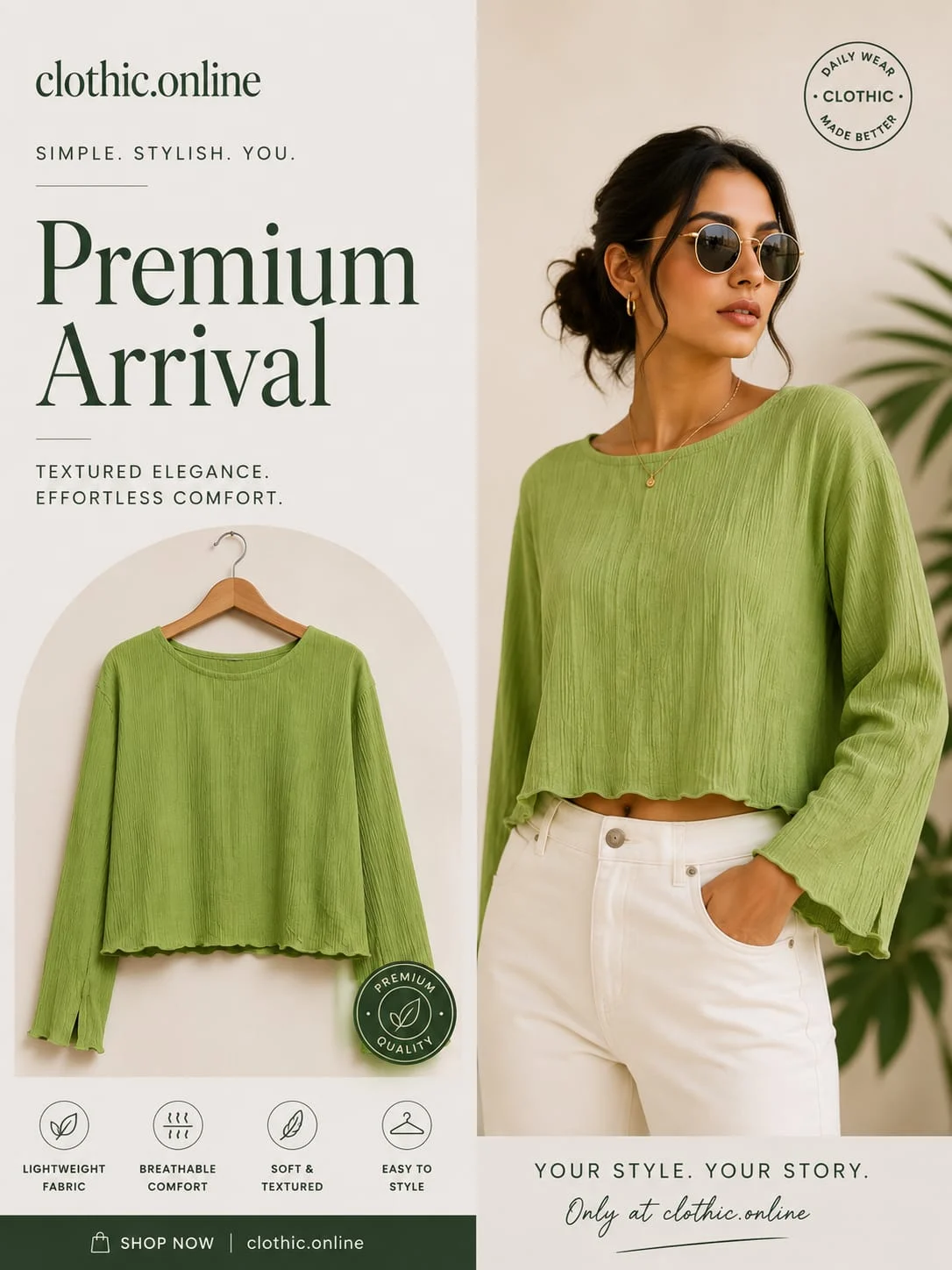 The Sage Oasis - Premium Textured Minimalist Top